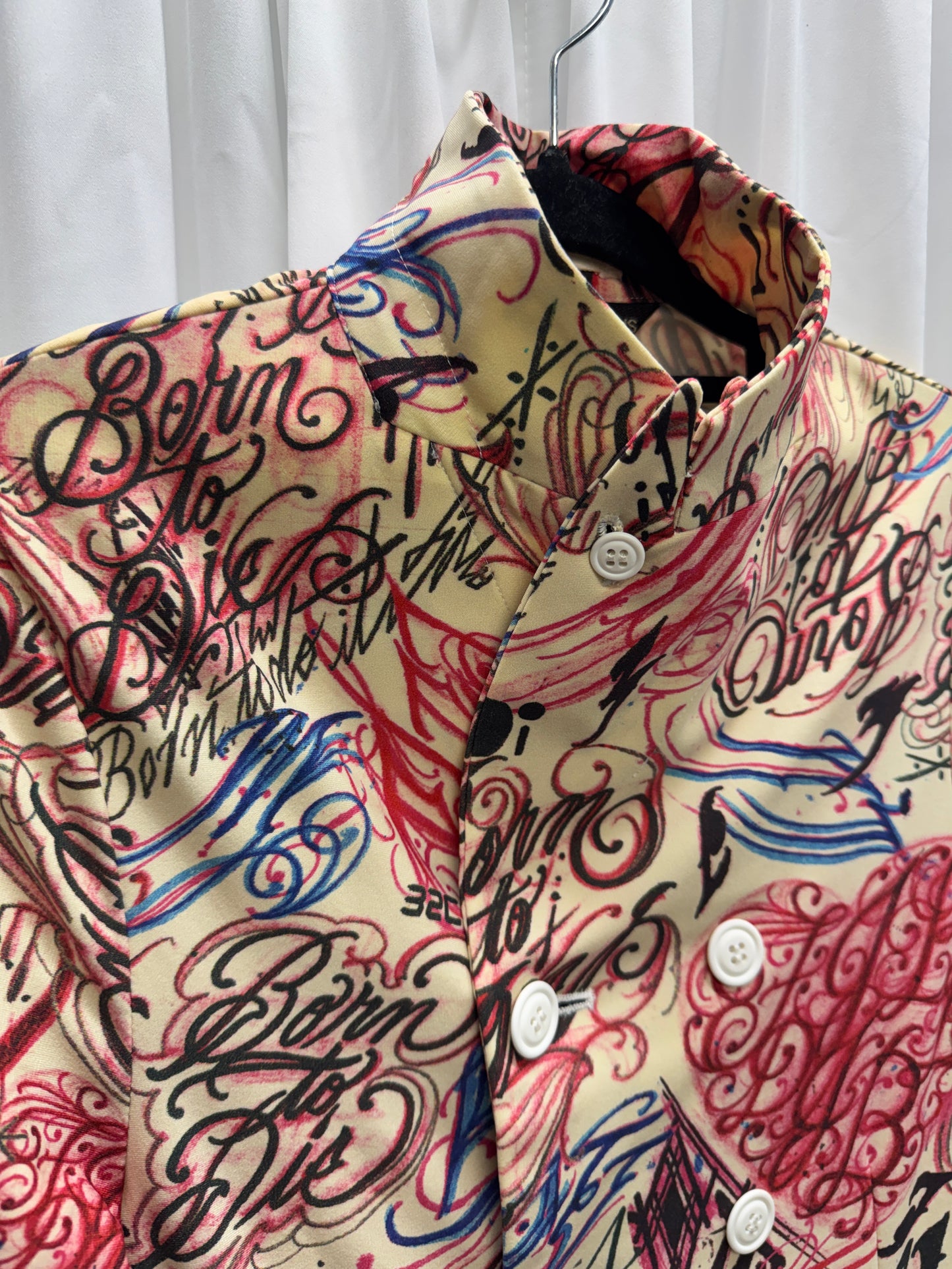 Comme Des Garcons Homme Plus AW15 Runway Born To Die Tattoo Stretch Blazer