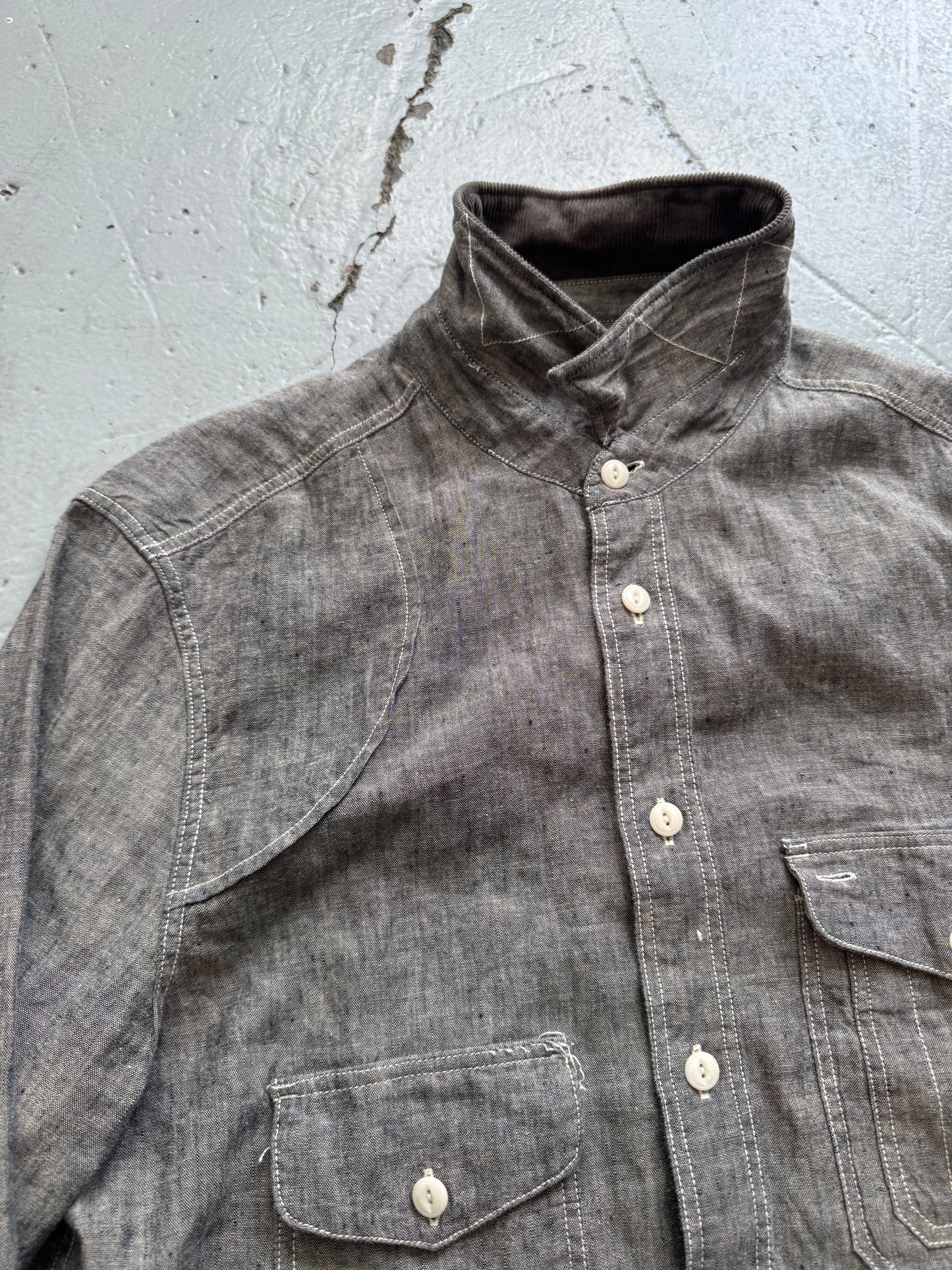 all saints spitalfield wire collar multi pocket shirt