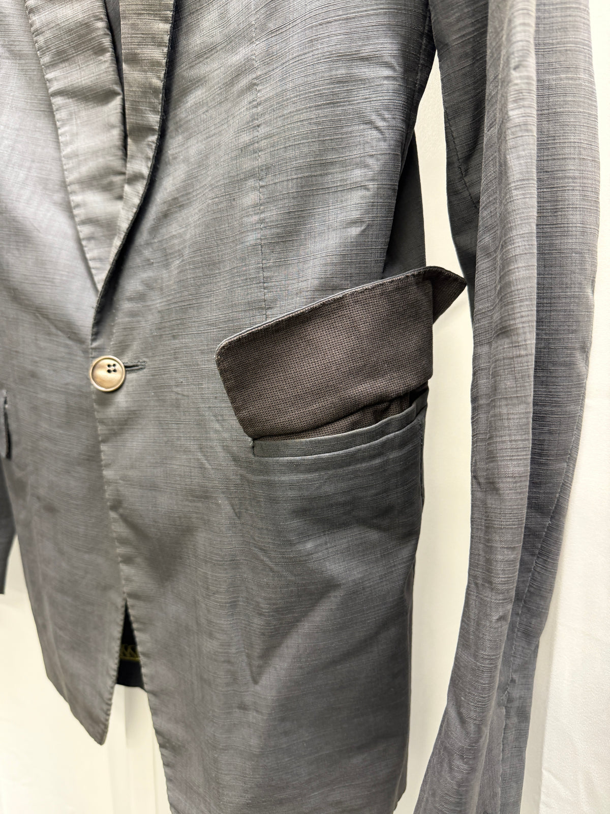Carol Christian Poell SS06 'GM/2098 ORDER/109' Yellow Overlock Stitch Single Button Blazer (S)