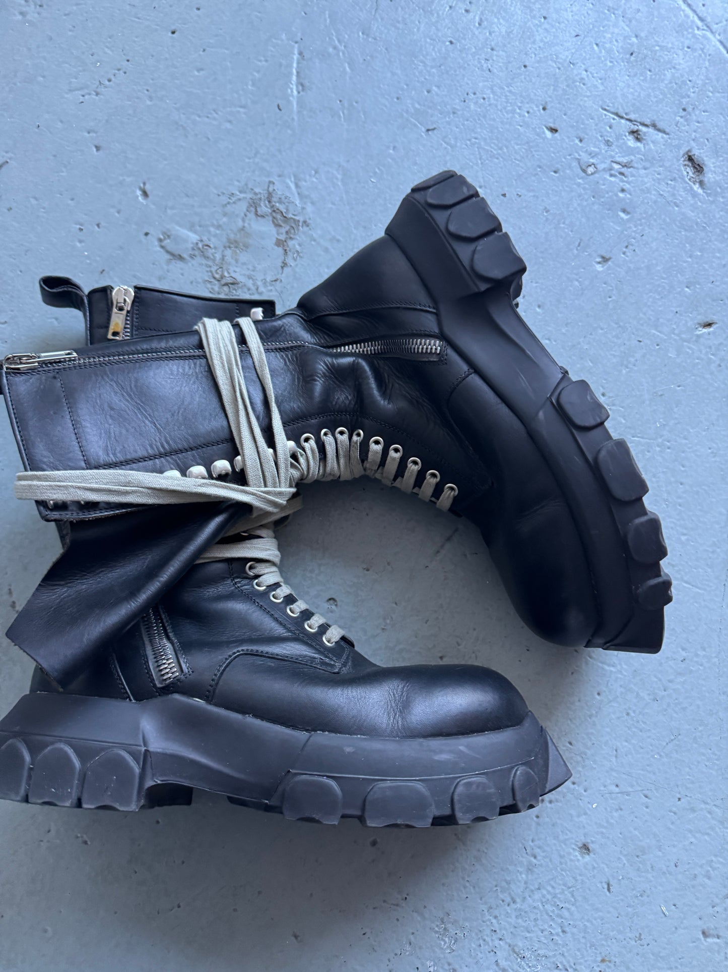 rick owens high double zip bozo boots