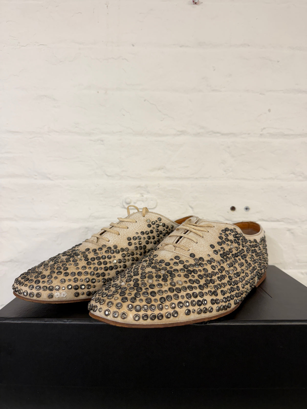 Saint Laurent Paris All Over Studded Leather Derby Shoes (44/45)
