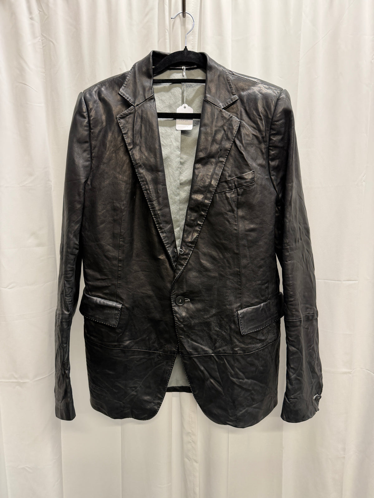 Carol Christian Poell SS06 Male U-Turn LM-2113/L ZAG-PTC/29 Garment-Dyed Leather Scarstitch Blazer (XL)