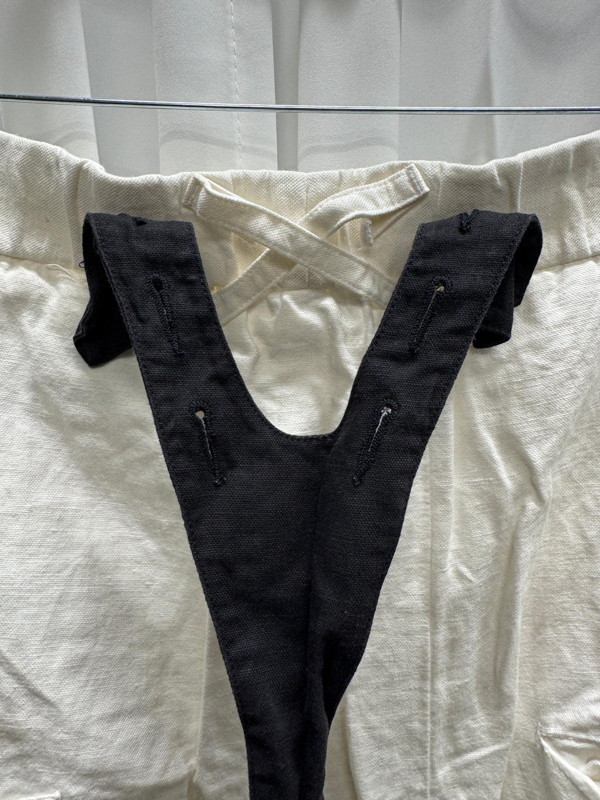 NostraSantissima Linen Contrast Suspender Drop Crotch Trouser