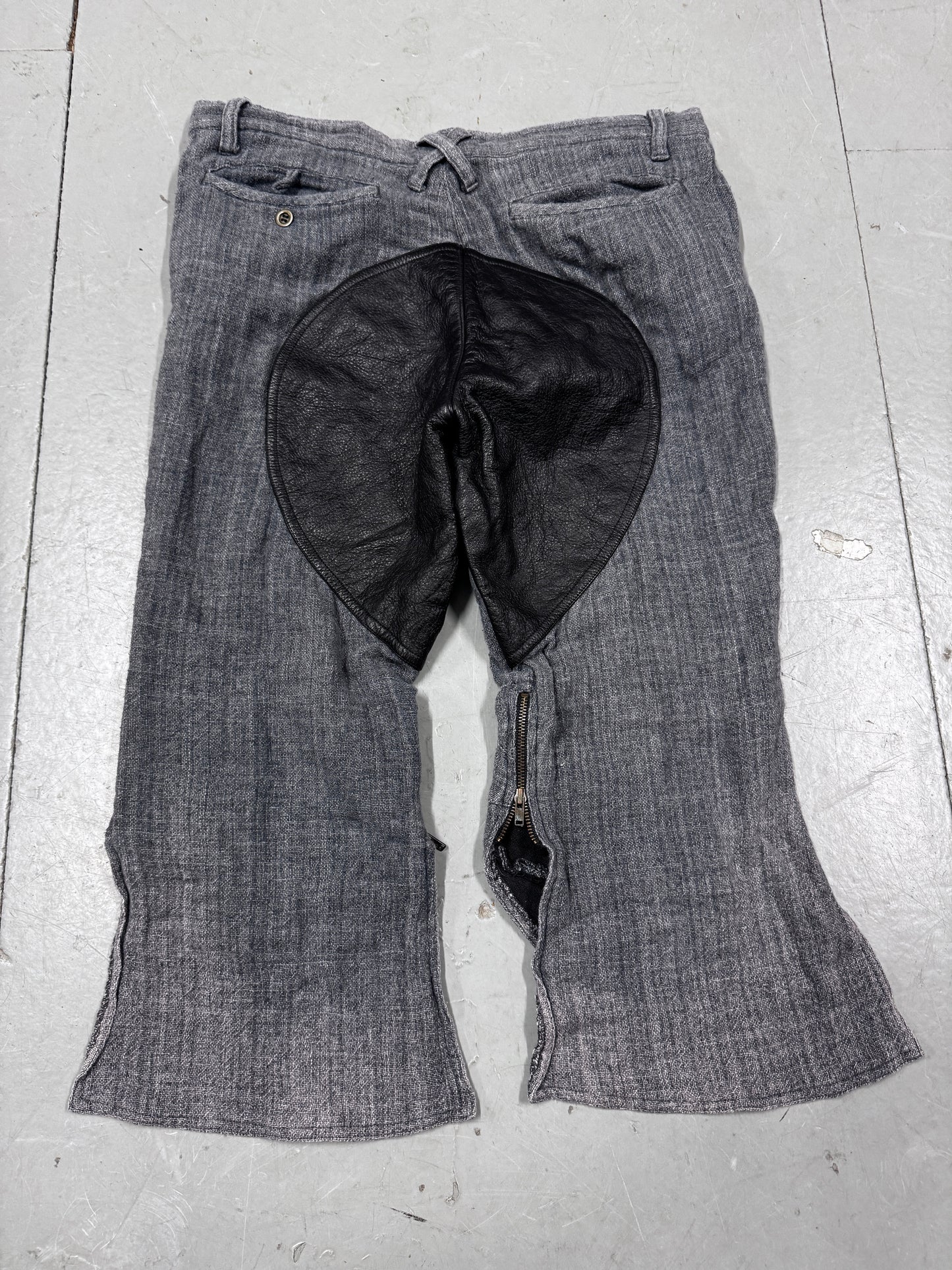 20471120 Hyoma Gussetted Leather / Denim Capri