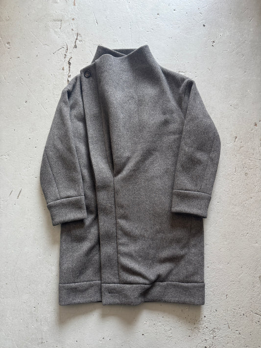 hussein chalayan cross front wool coat