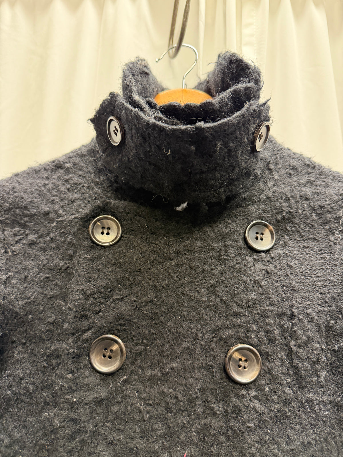 Comme Des Garcons Tricot 00s Boiled Wool High Neck Buttoned Jacket