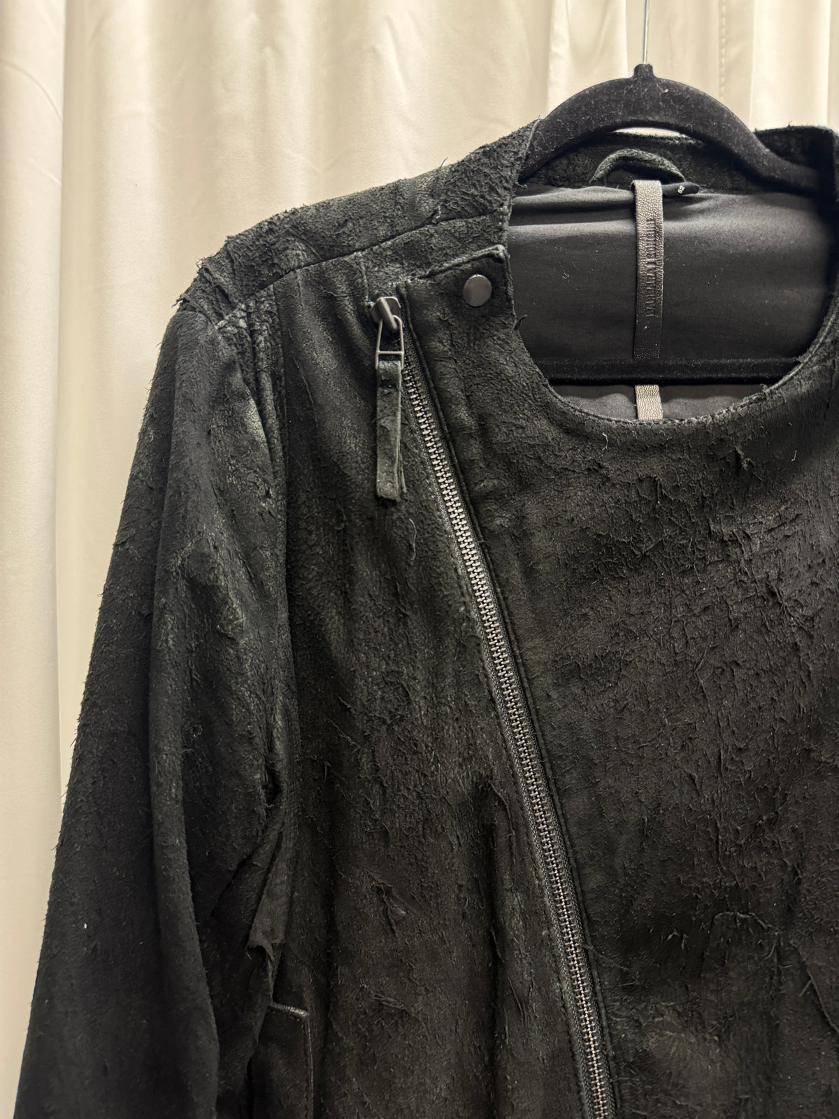 Barbara í Gongini Reverse Sheepskin Asymmetrical Leather Jacket