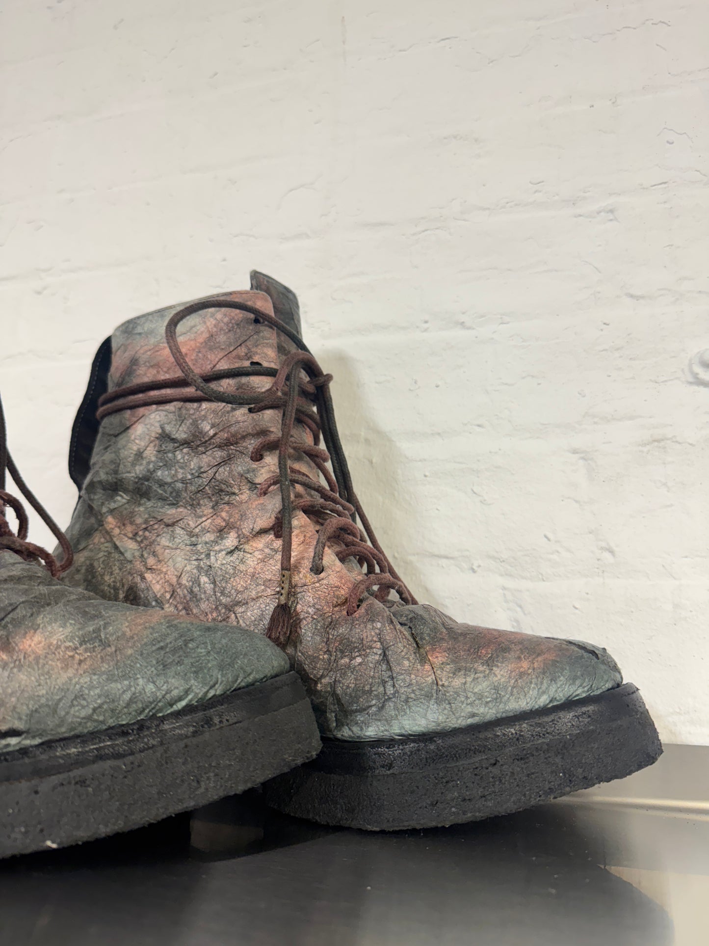 Carol Christian Poell PACAL Paper Dart Leather Combat Boots