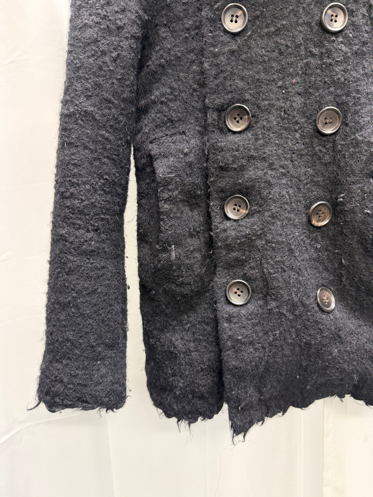 Comme Des Garcons Tricot 00s Boiled Wool High Neck Buttoned Jacket