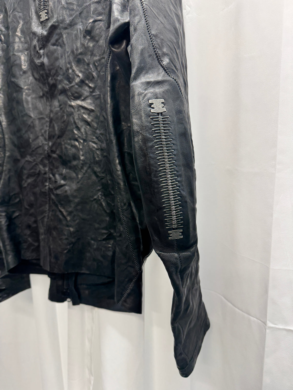 Isaac Sellam Experience Spine + Elbow Thumbholed High Neck Leather Jacket