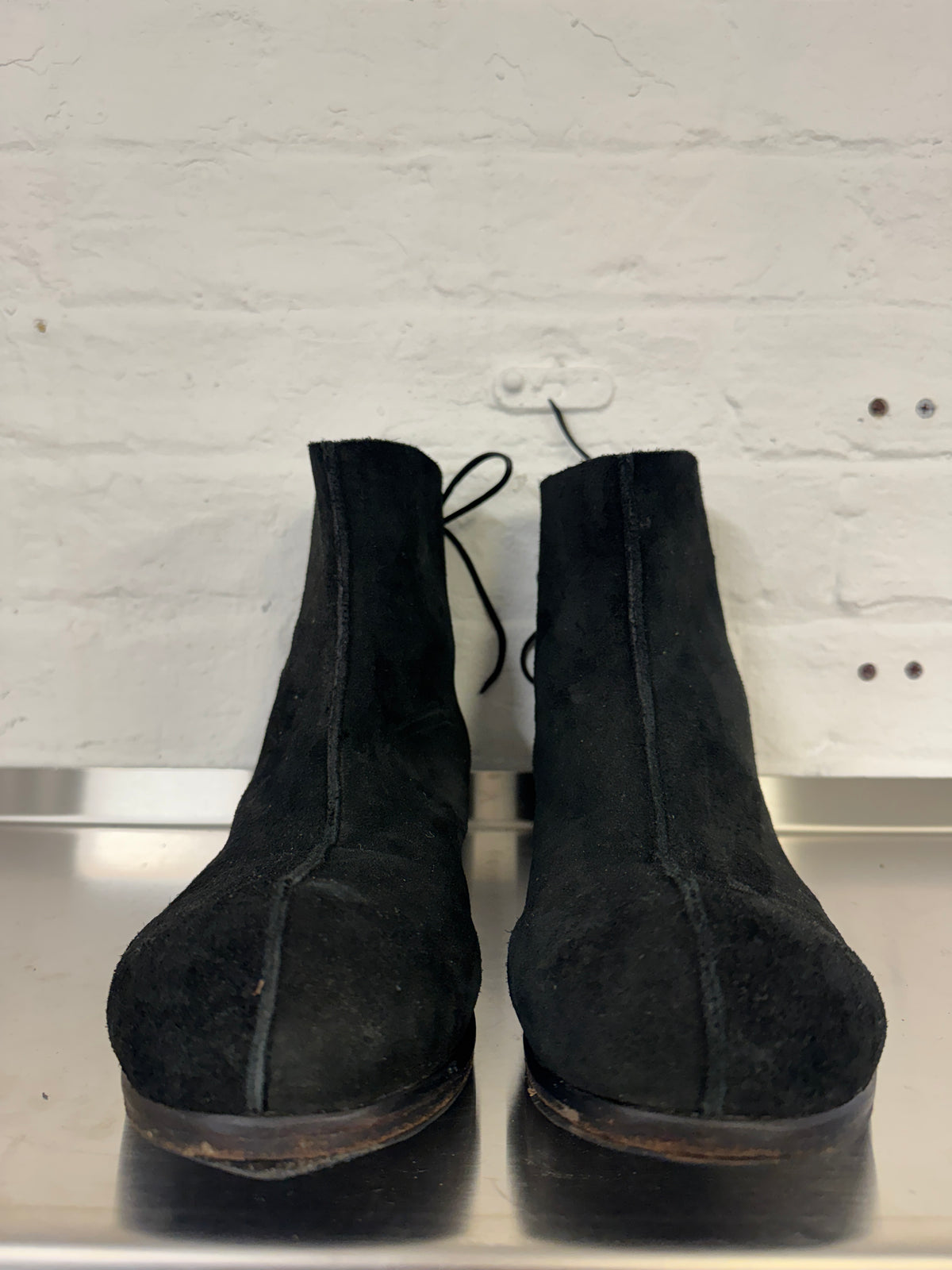 Carpe Diem Suede Backlace Curve Toe Boots