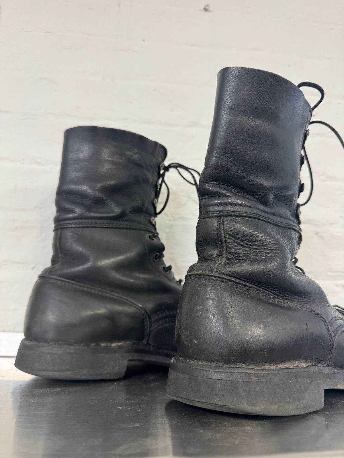Buckled Strap Detail Military Leather Combat Boots