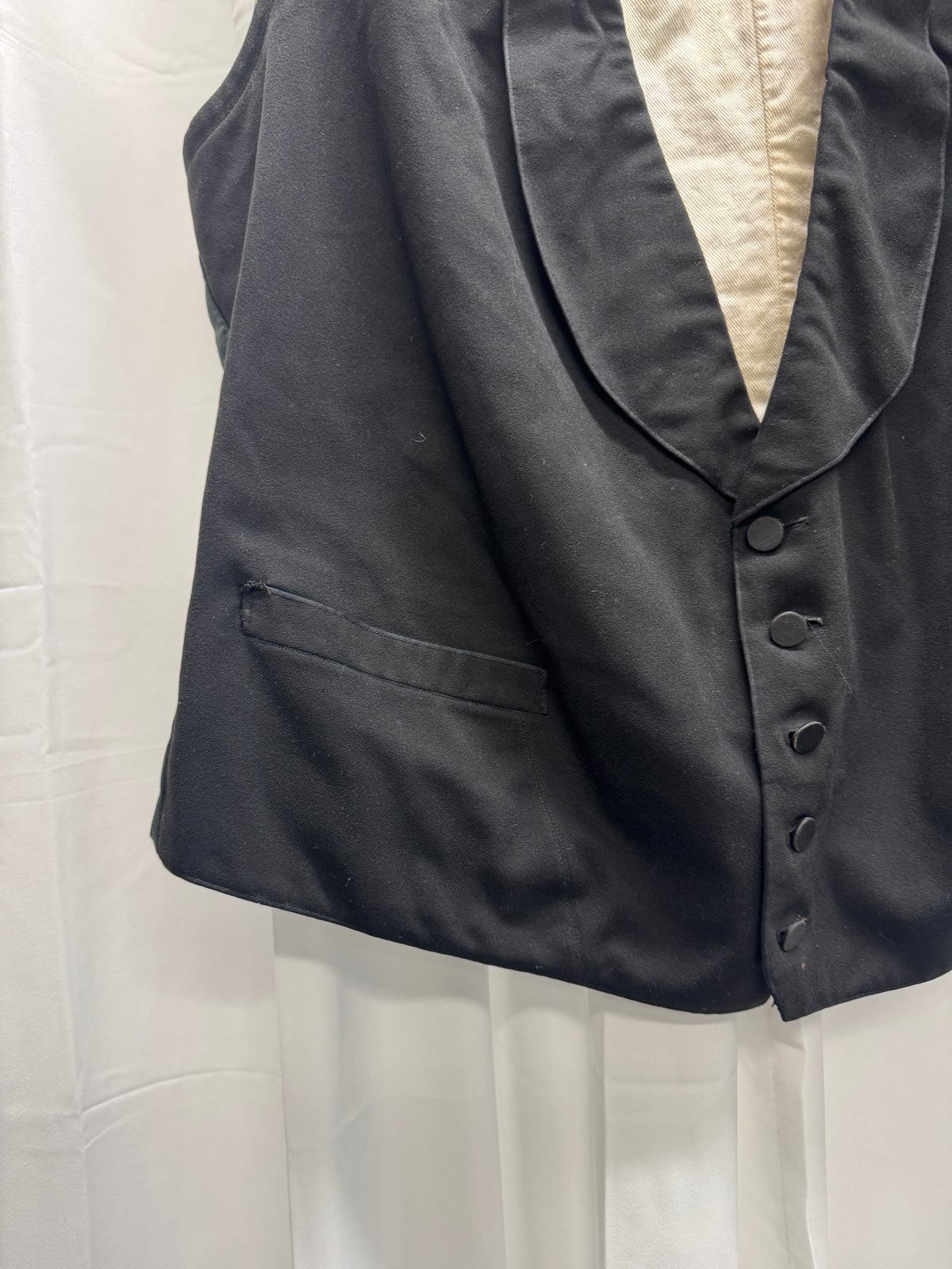 Antique c.1890-1910 Black Wool Waistcoat