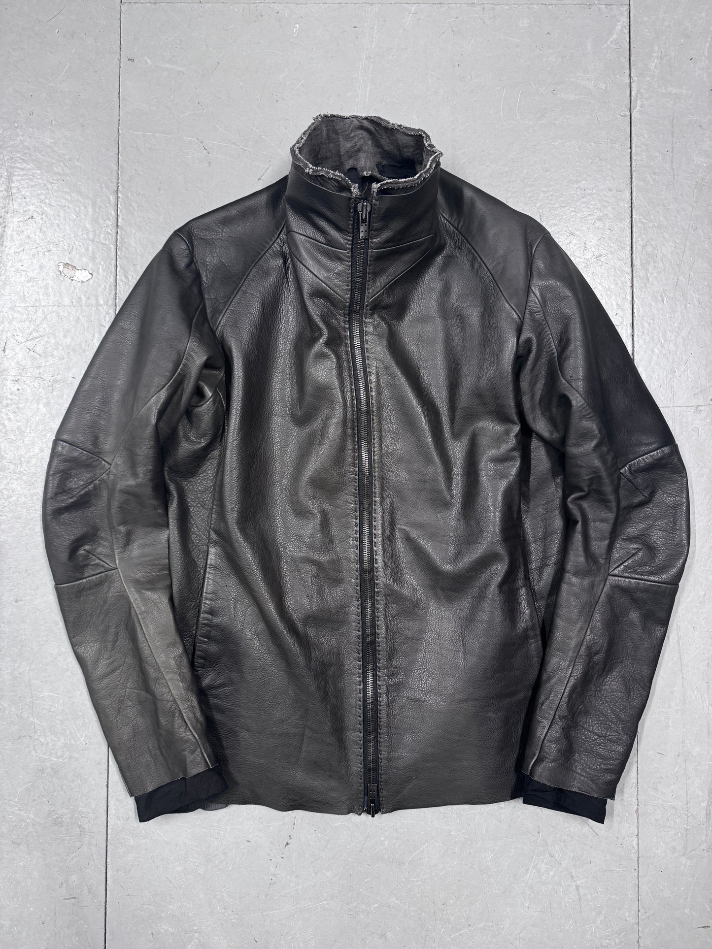 Devoa Layered Textile Anatomical Leather Jacket