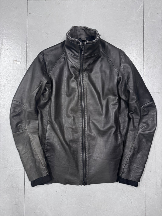 Devoa Layered Textile Anatomical Leather Jacket