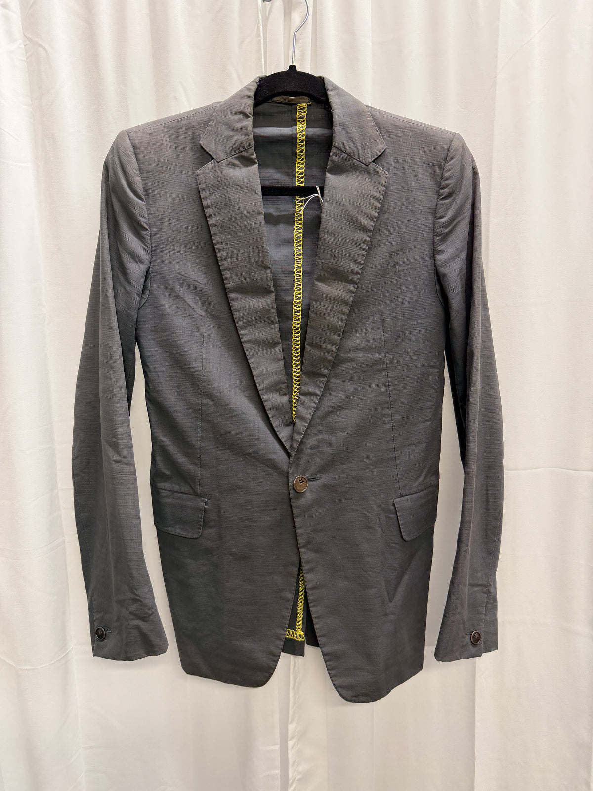 Carol Christian Poell SS06 'GM/2098 ORDER/109' Yellow Overlock Stitch Single Button Blazer (S)