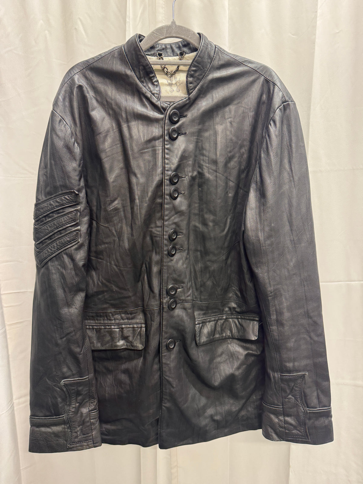 bolongaro trevor leather military buttoned jacket