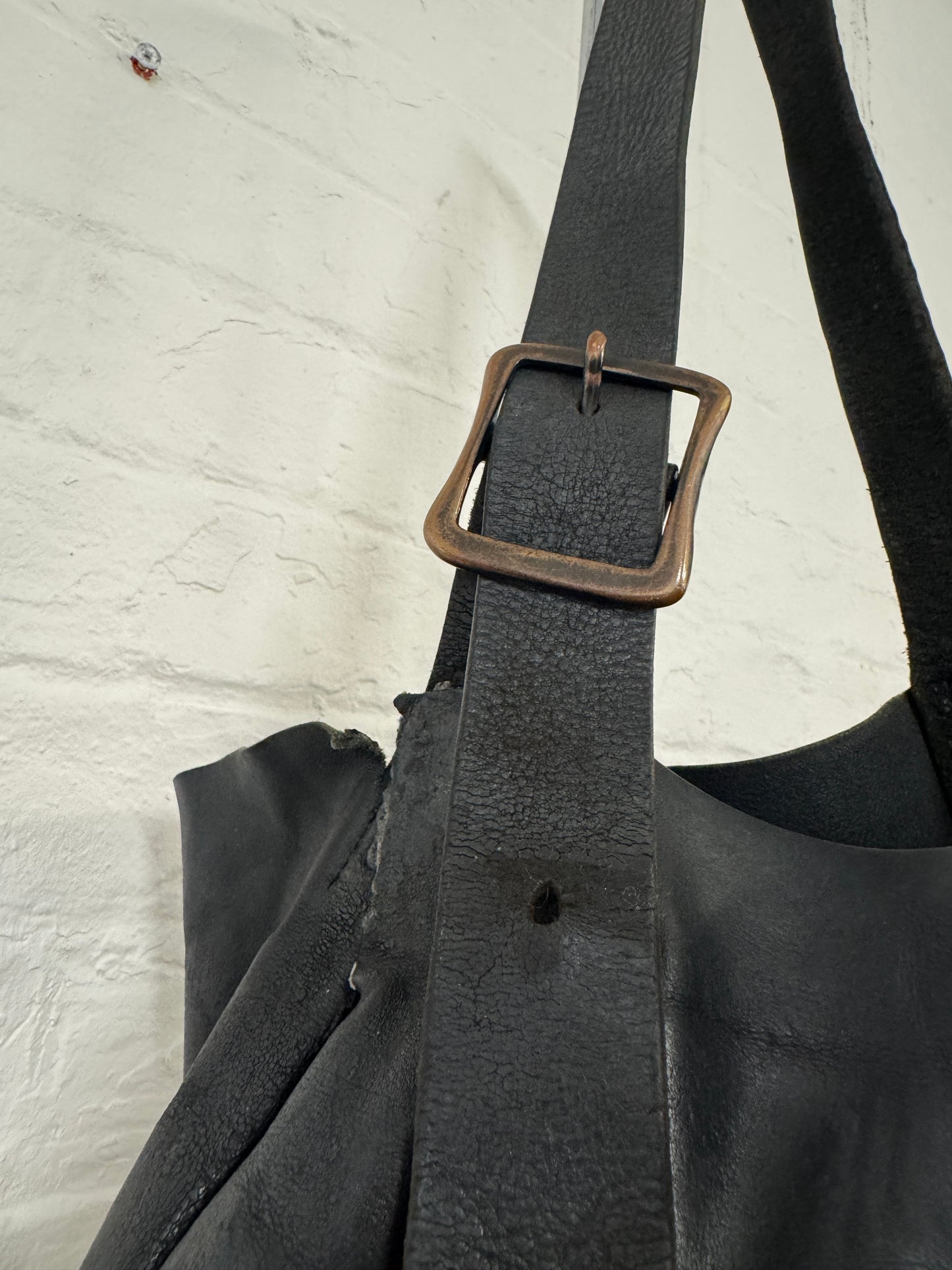 Kagari Yusuke Moulded Square Coated Leather Side Bag