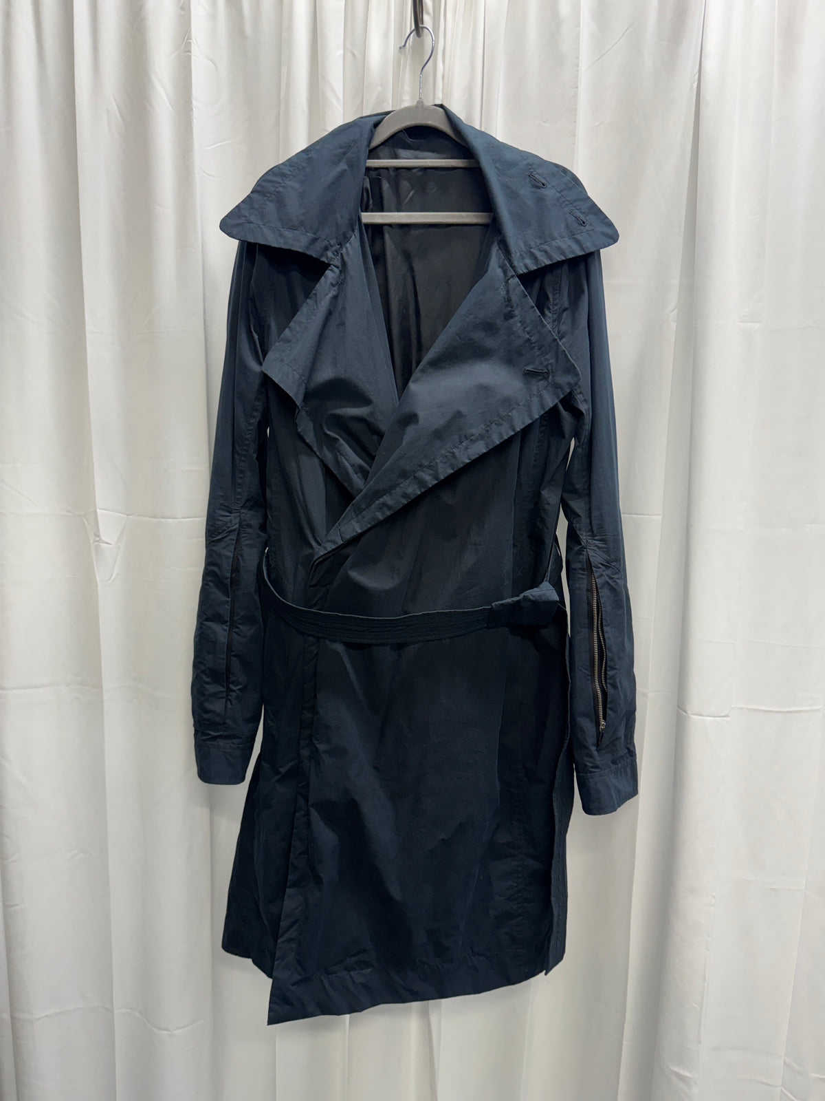 Rick Owens AW09 Crust Belted Cross-Front Sleeve Zip Coat