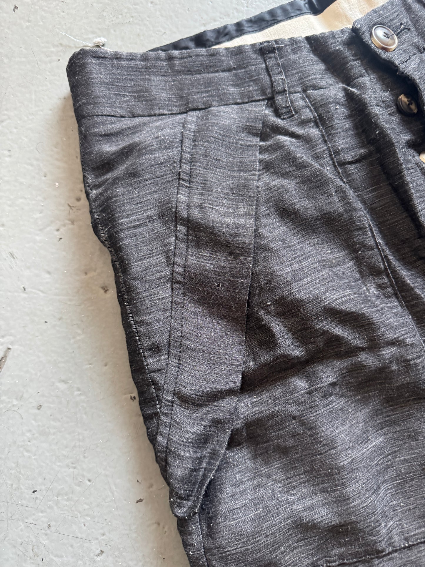 rick owens 2000s linen overlap pocket trouser