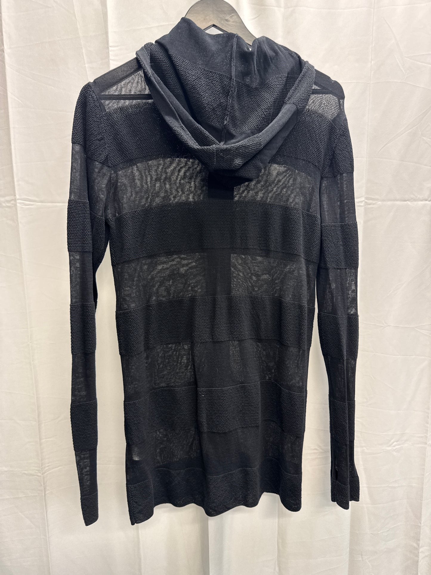civarize high collar semi sheer stripe hoodie