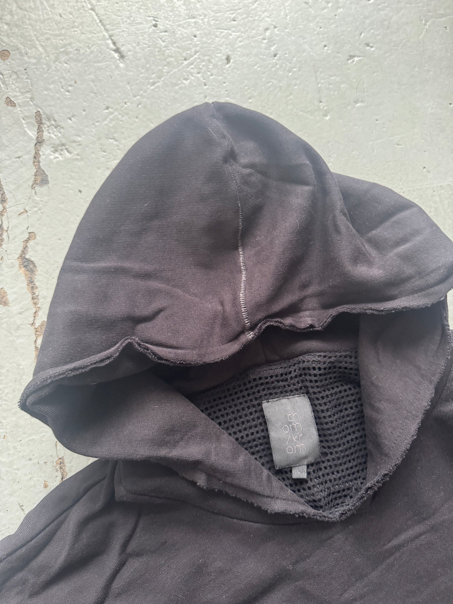 thom krom overlock layered short sleeve hoodie