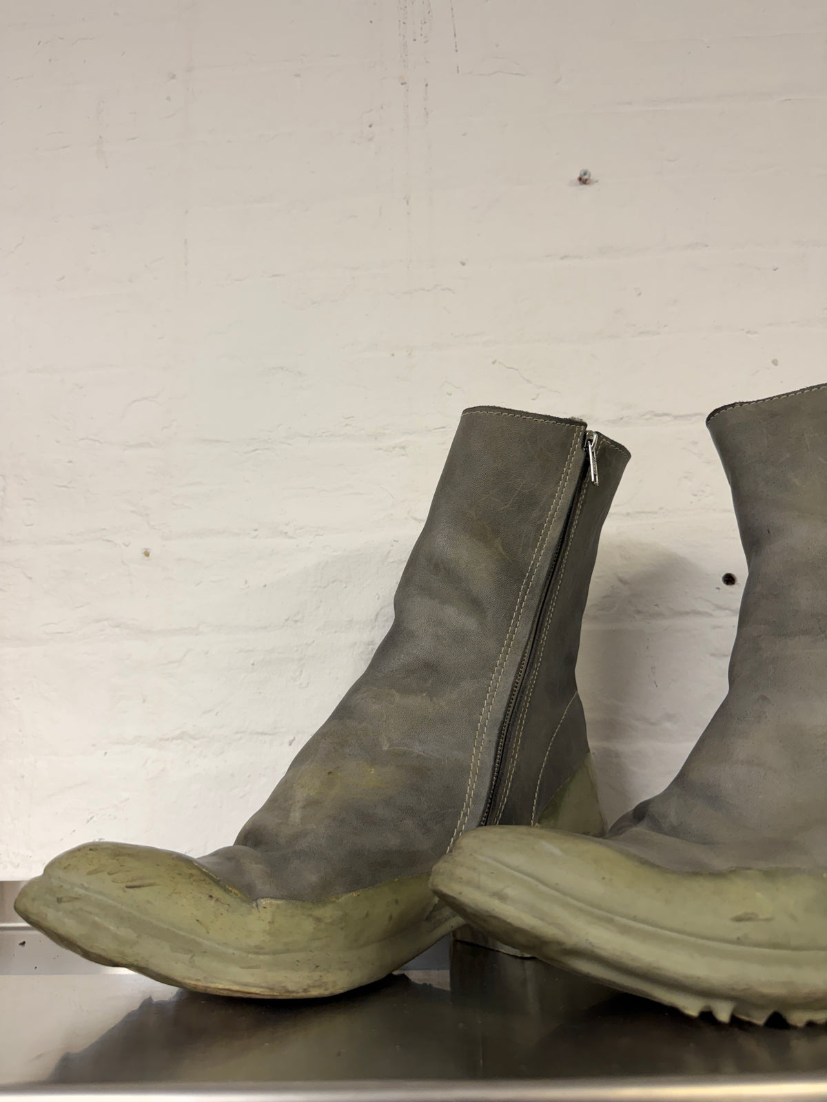 Carol Christian Poell Reverse Leather Side Zip Drip Boots (43)