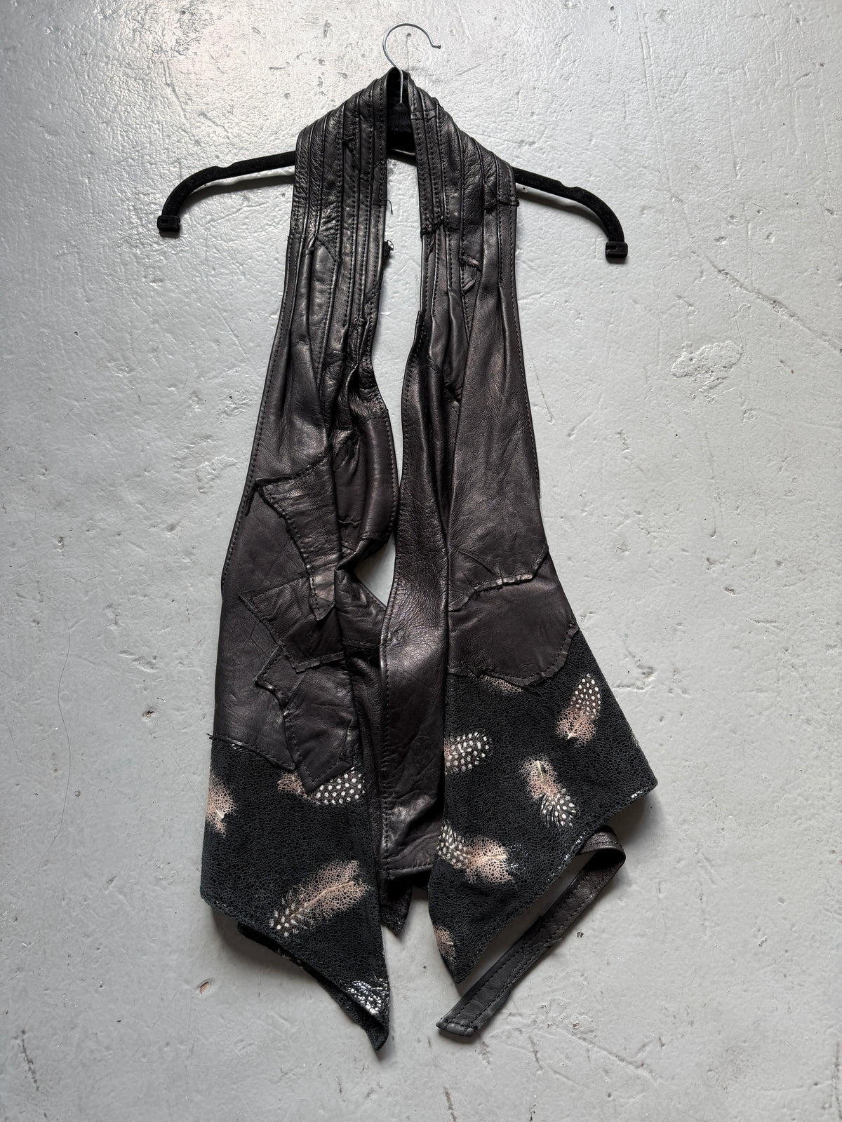 Yasuyuki Ishii Resinated Feather Patched Leather Vest