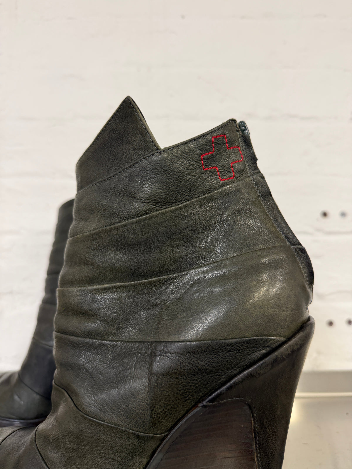 AF Vandevorst Bandage Wrap Leather Wedge Heel