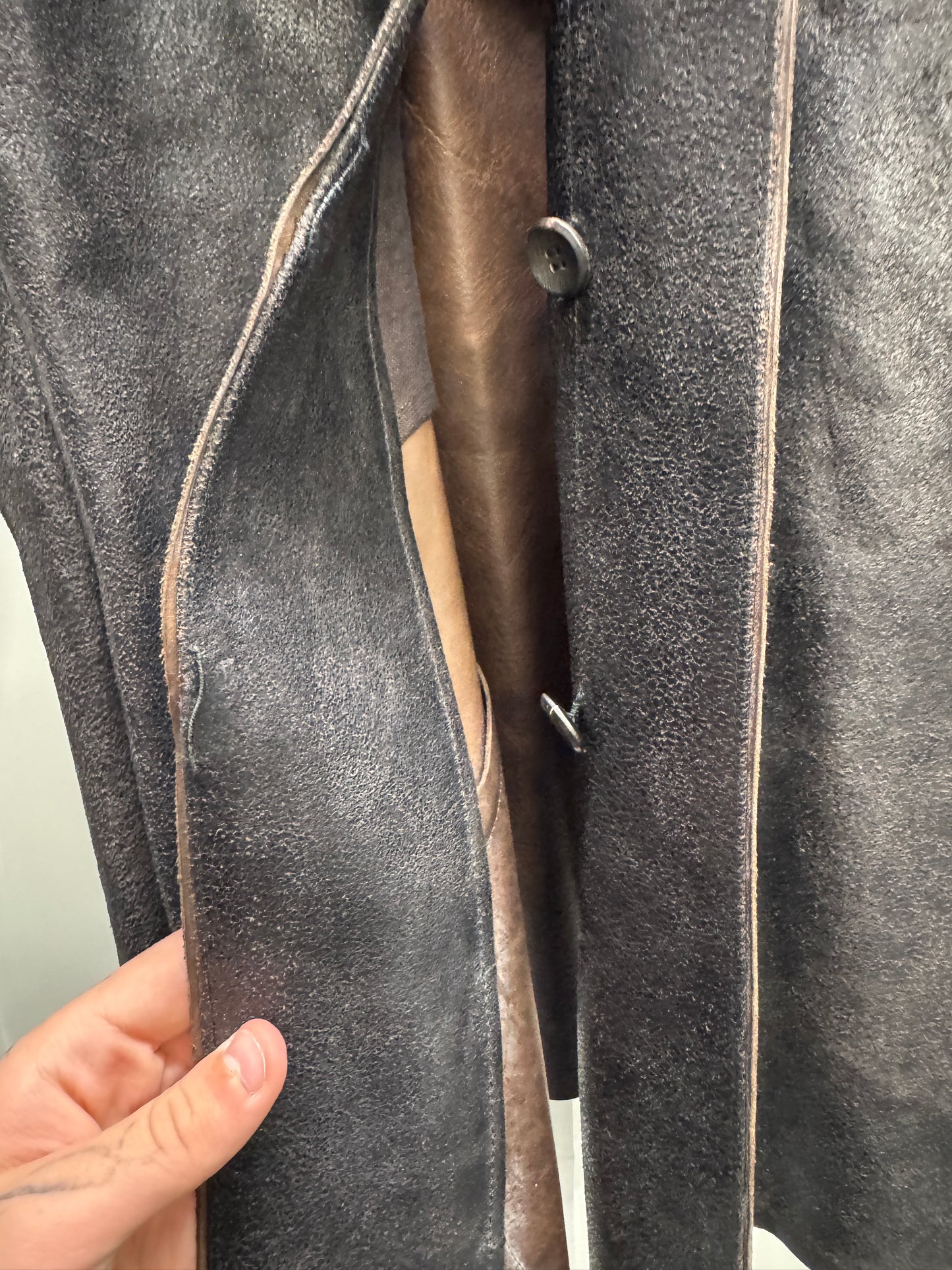 carpe diem maurizio altieri aw04 thick reverse leather collared button jacket
