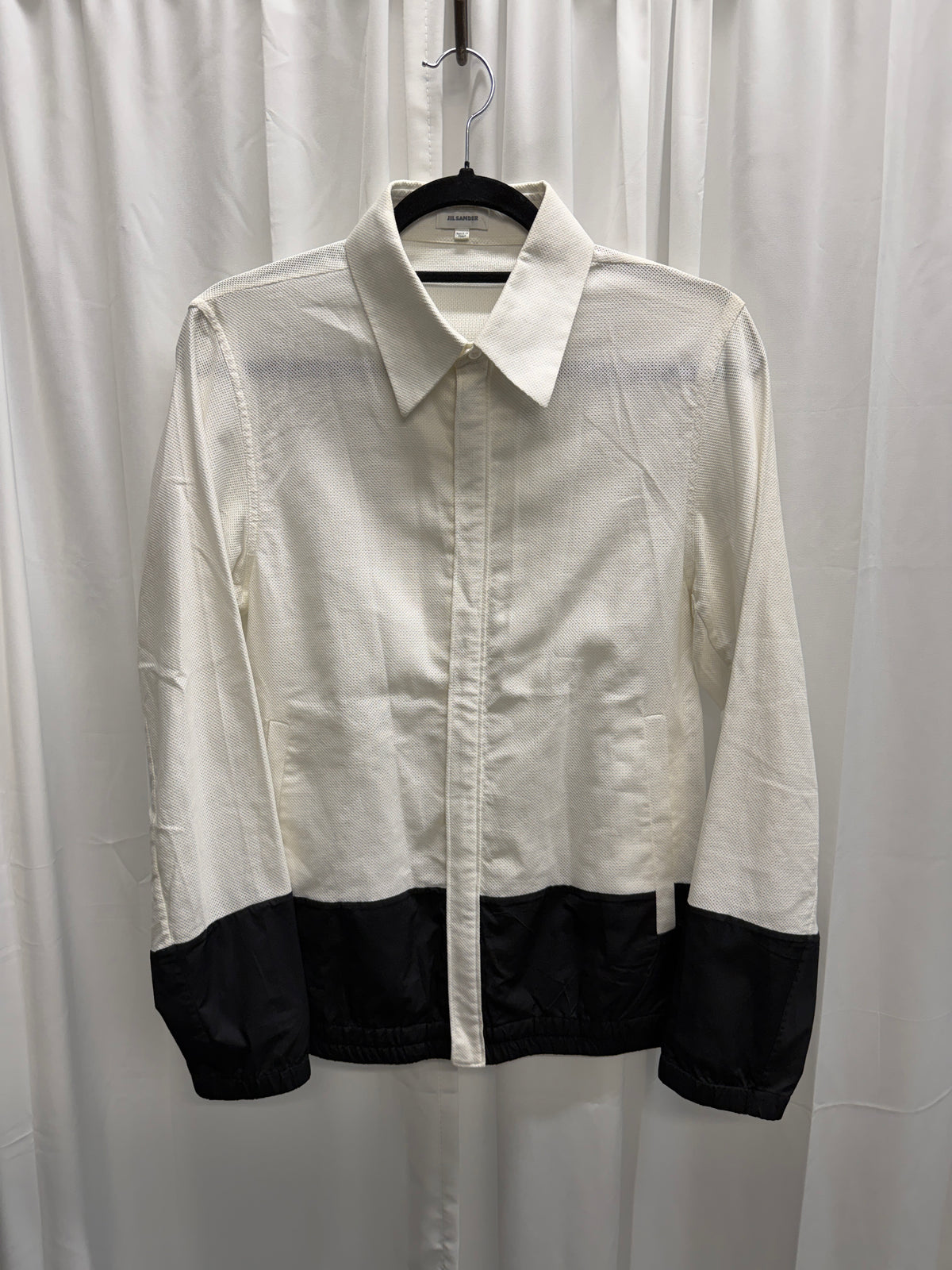 Jil Sander SS13–SS14 Cotton Mesh Shirt Jacket with Black Contrast Panels (S)