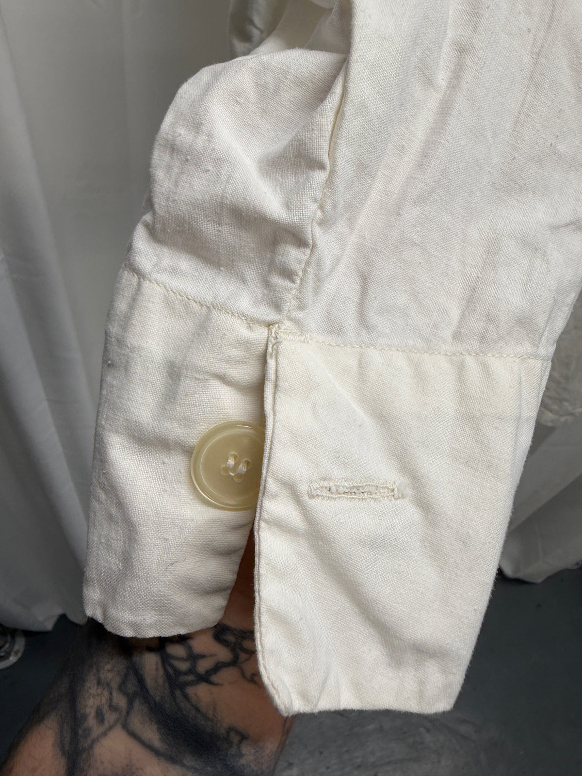 Vintage Cross-Front Buttoned Fencing-Inspired Cotton Lab Coat (M)