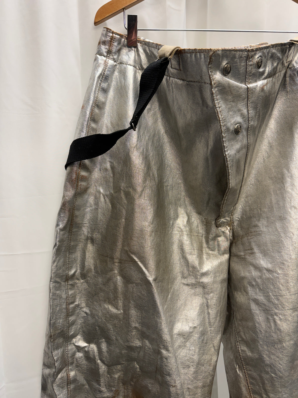1960s US Military Fire Service Metallic Silver Trousers (L)