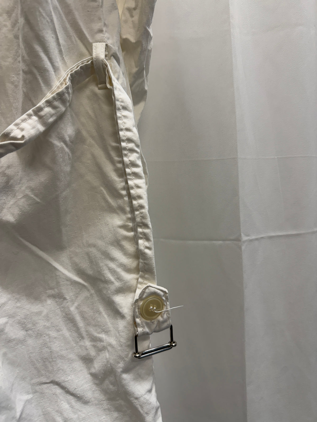 Vintage Cross-Front Buttoned Fencing-Inspired Cotton Lab Coat (M)