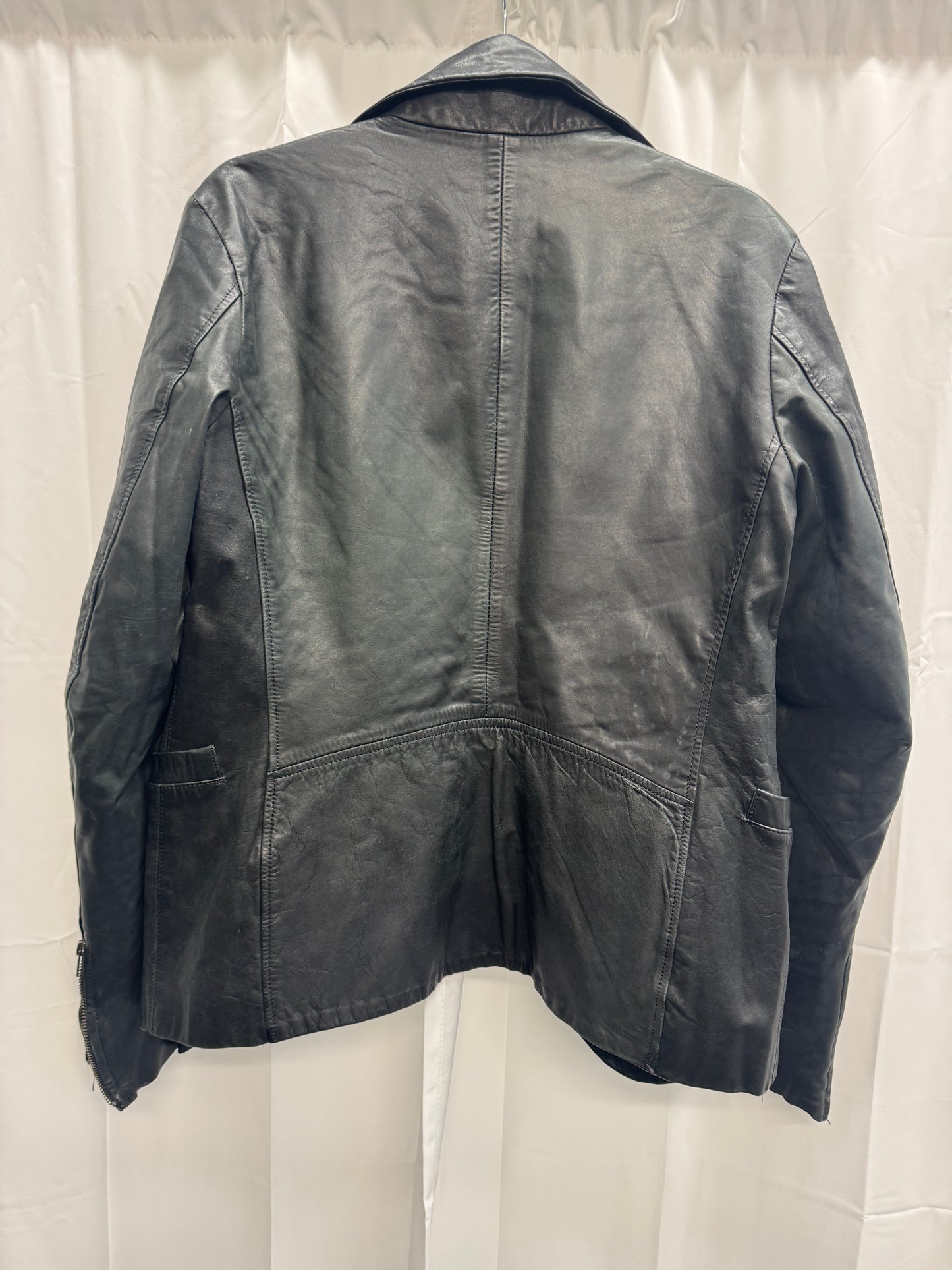 Cedric Jacquemyn hraun textured sheepskin collared leather jacket