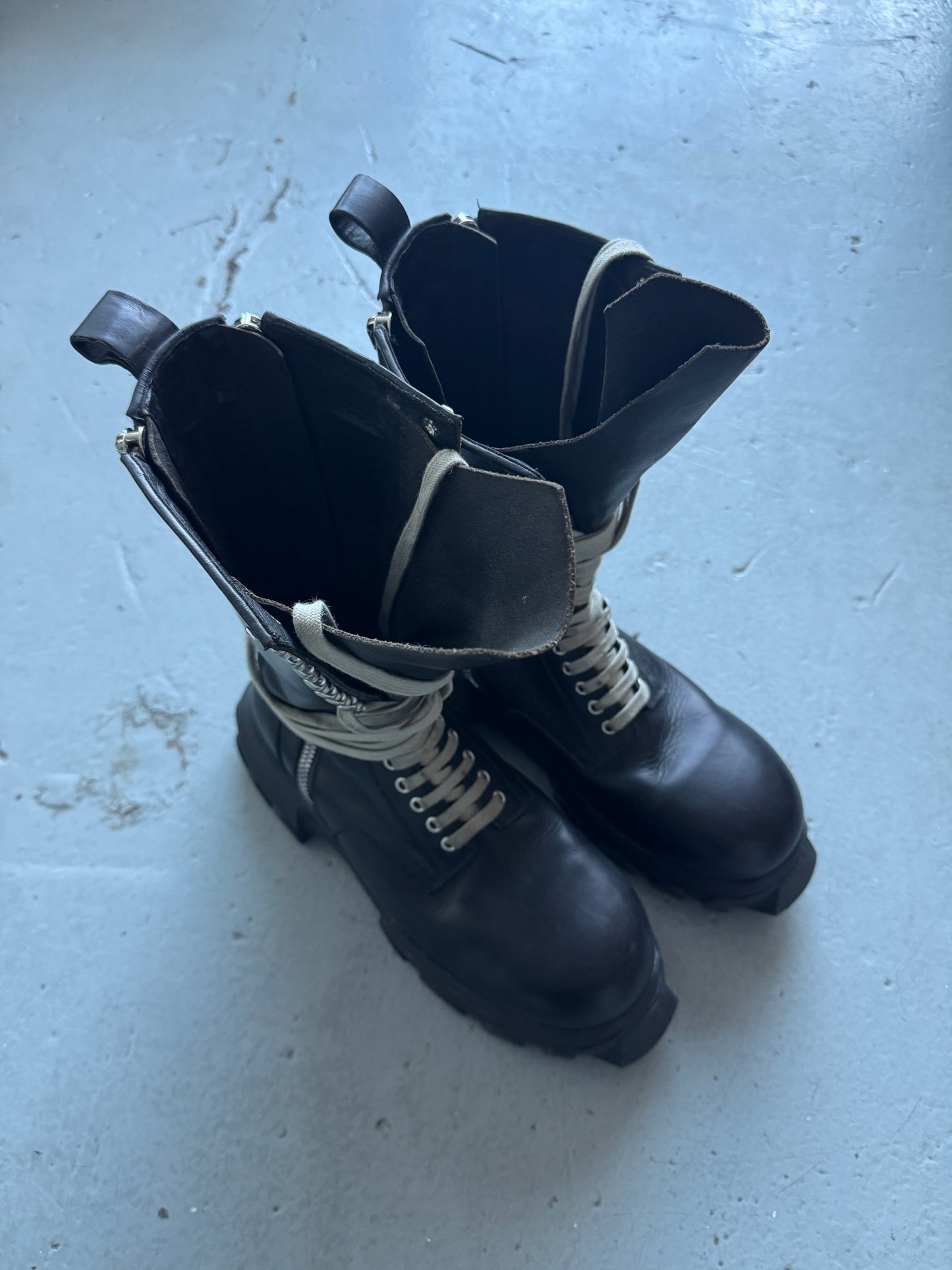 rick owens high double zip bozo boots
