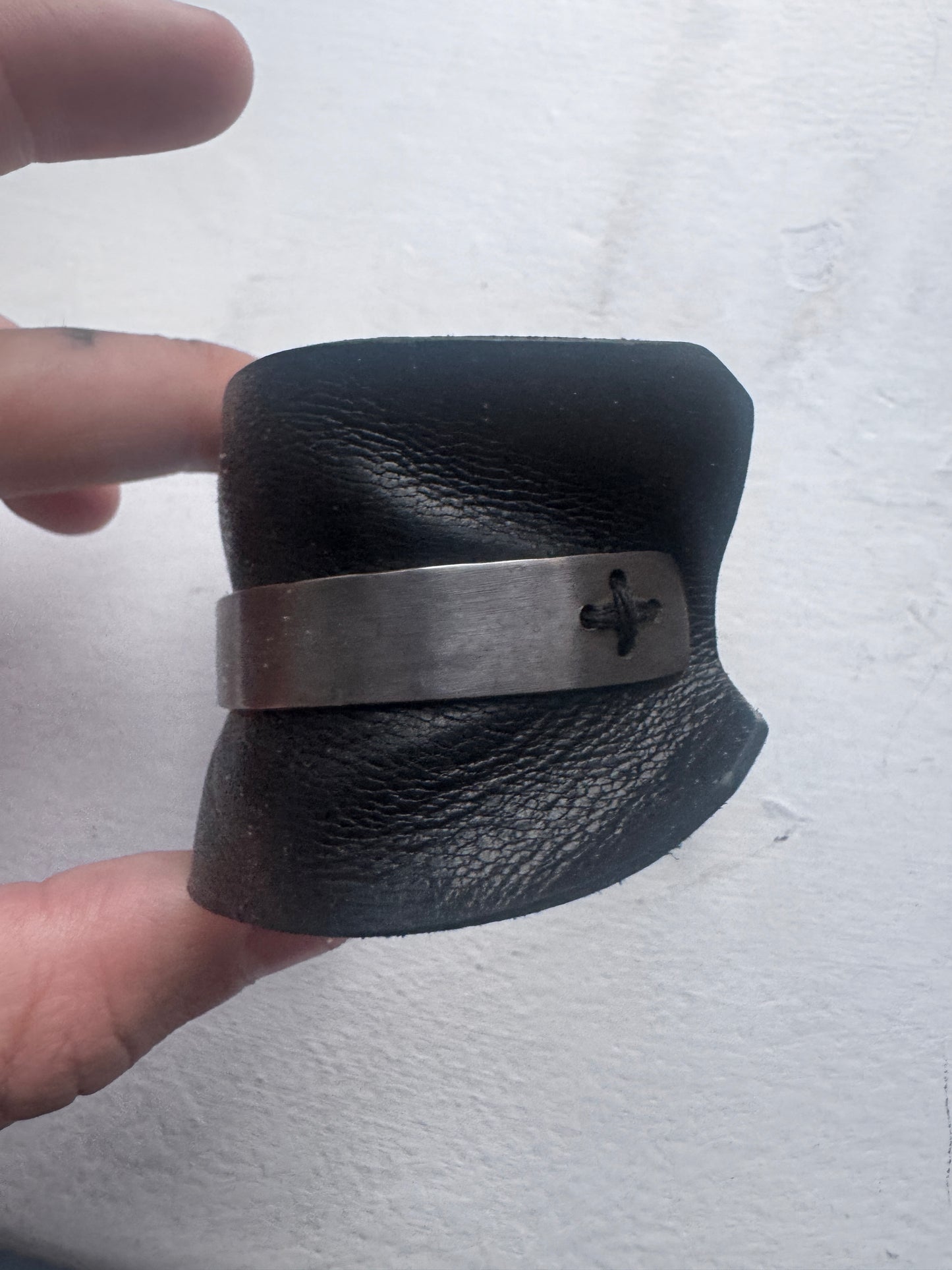 m.a+ leather & metal cuff