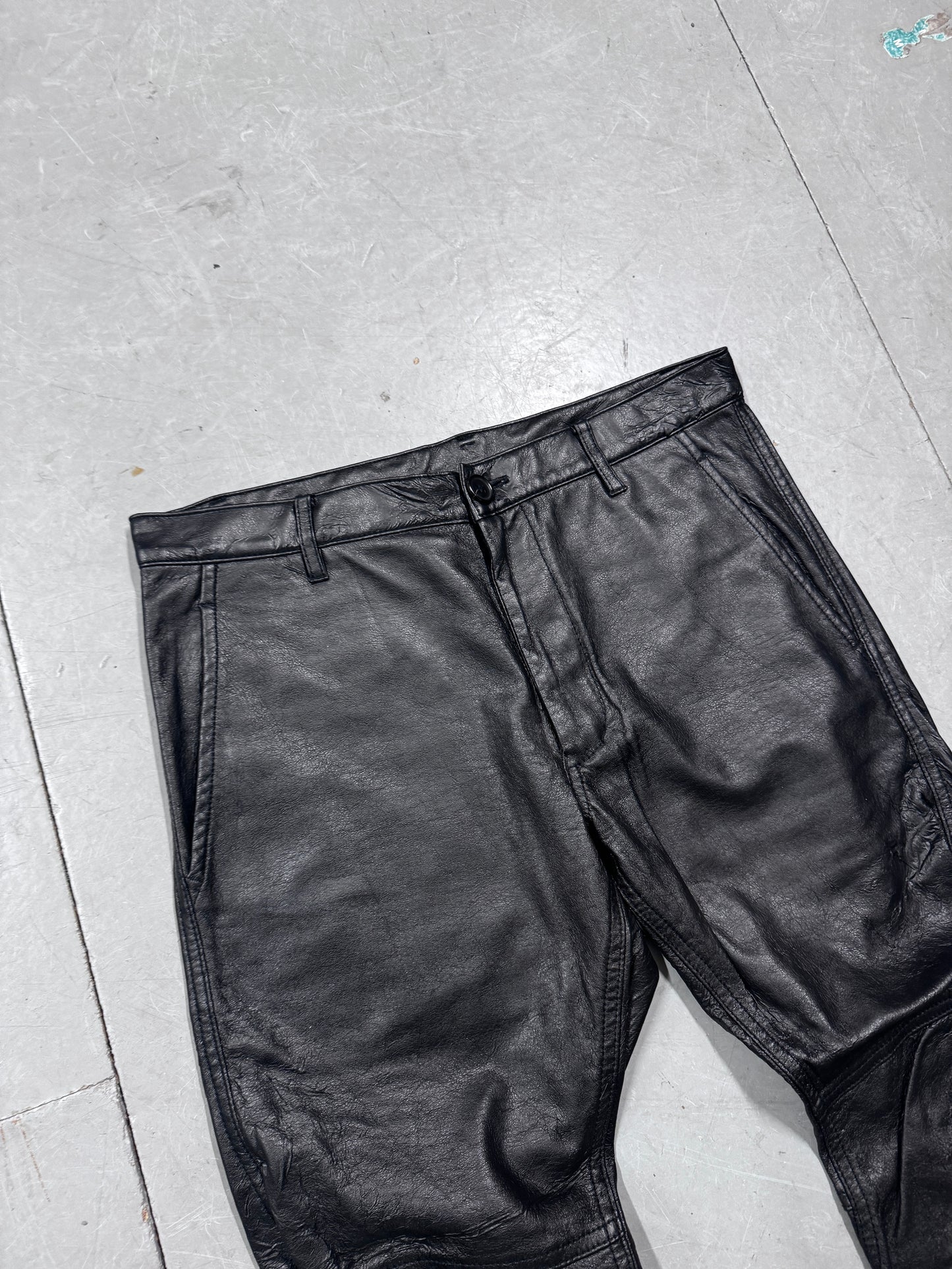 Comme Des Garçons Shirt Twist Leg Moto Leather Pants