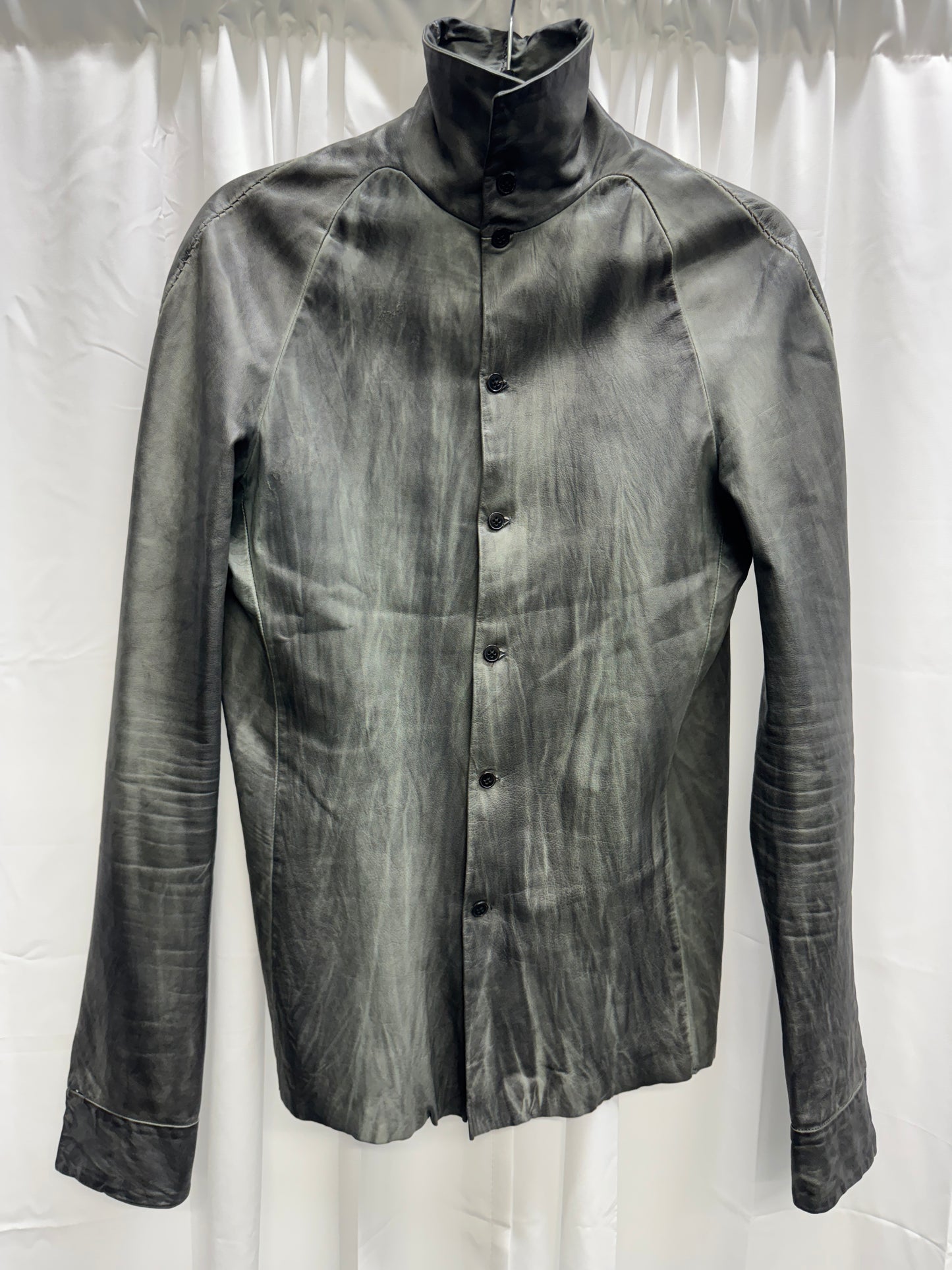 m.a+ anatomical textured calfskin shirt jacket