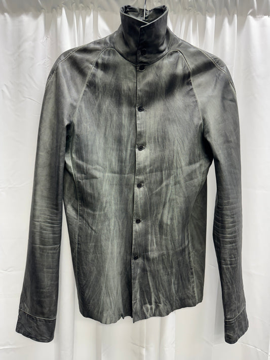 m.a+ anatomical textured calfskin shirt jacket