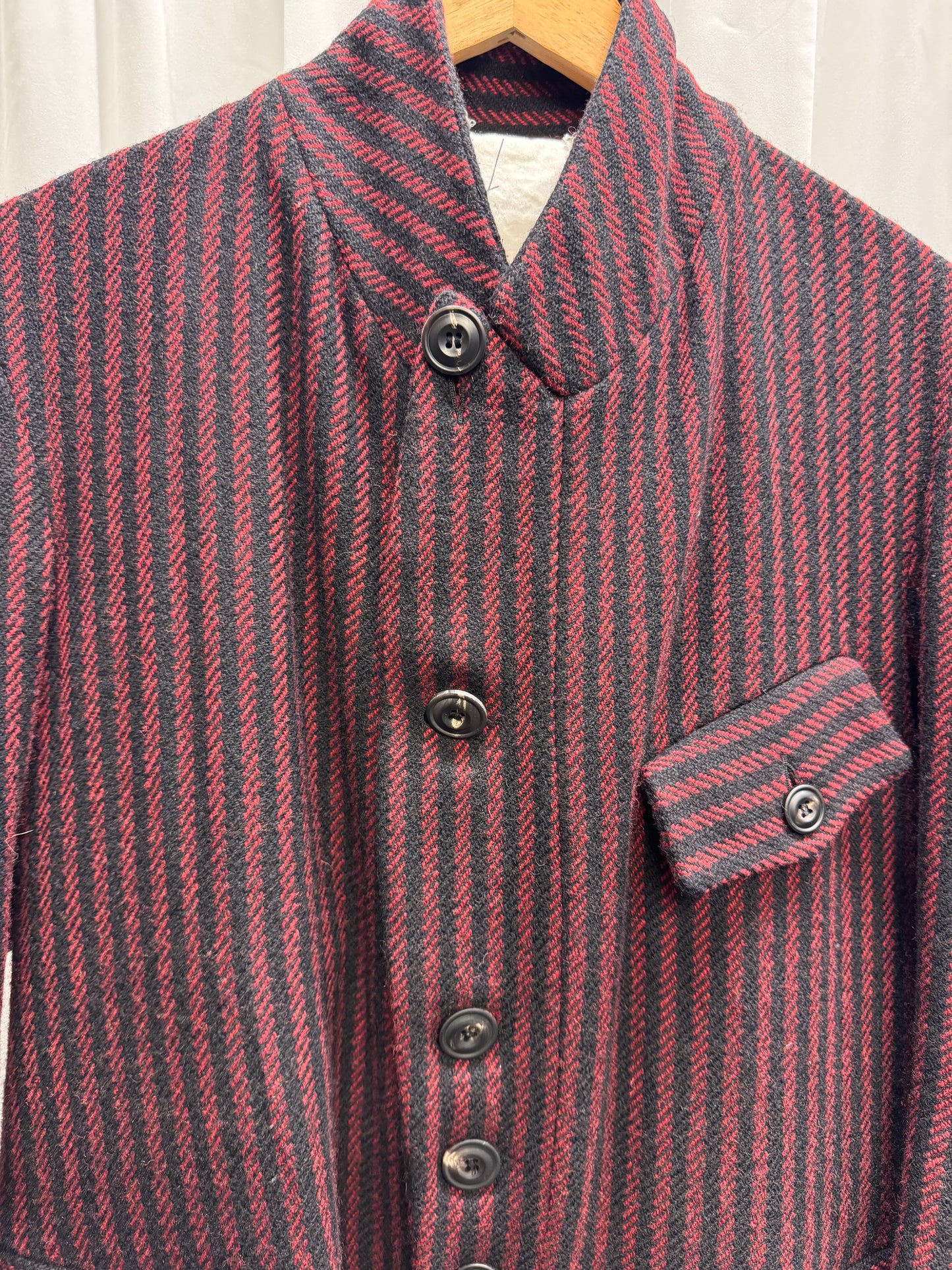 John Alexander Skelton CX AW21 British Wool Striped High Collar Coat
