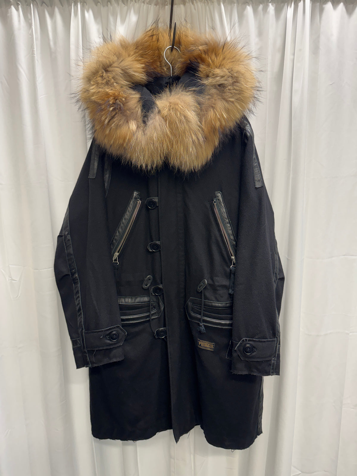 John Undercover × Pendleton AW15 - Raccoon Fur Hooded Leather Trim Wool Parka