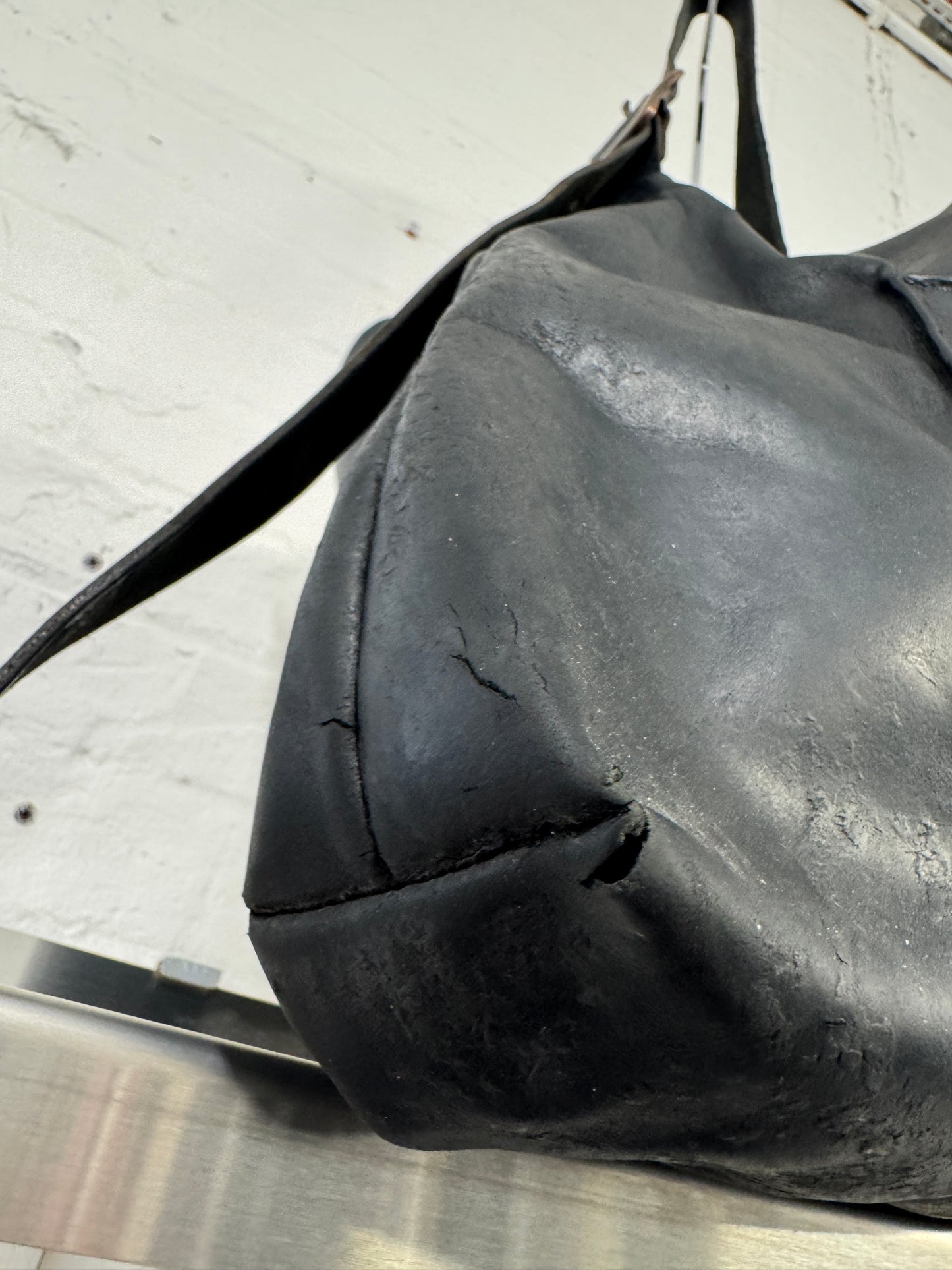 Kagari Yusuke Moulded Square Coated Leather Side Bag
