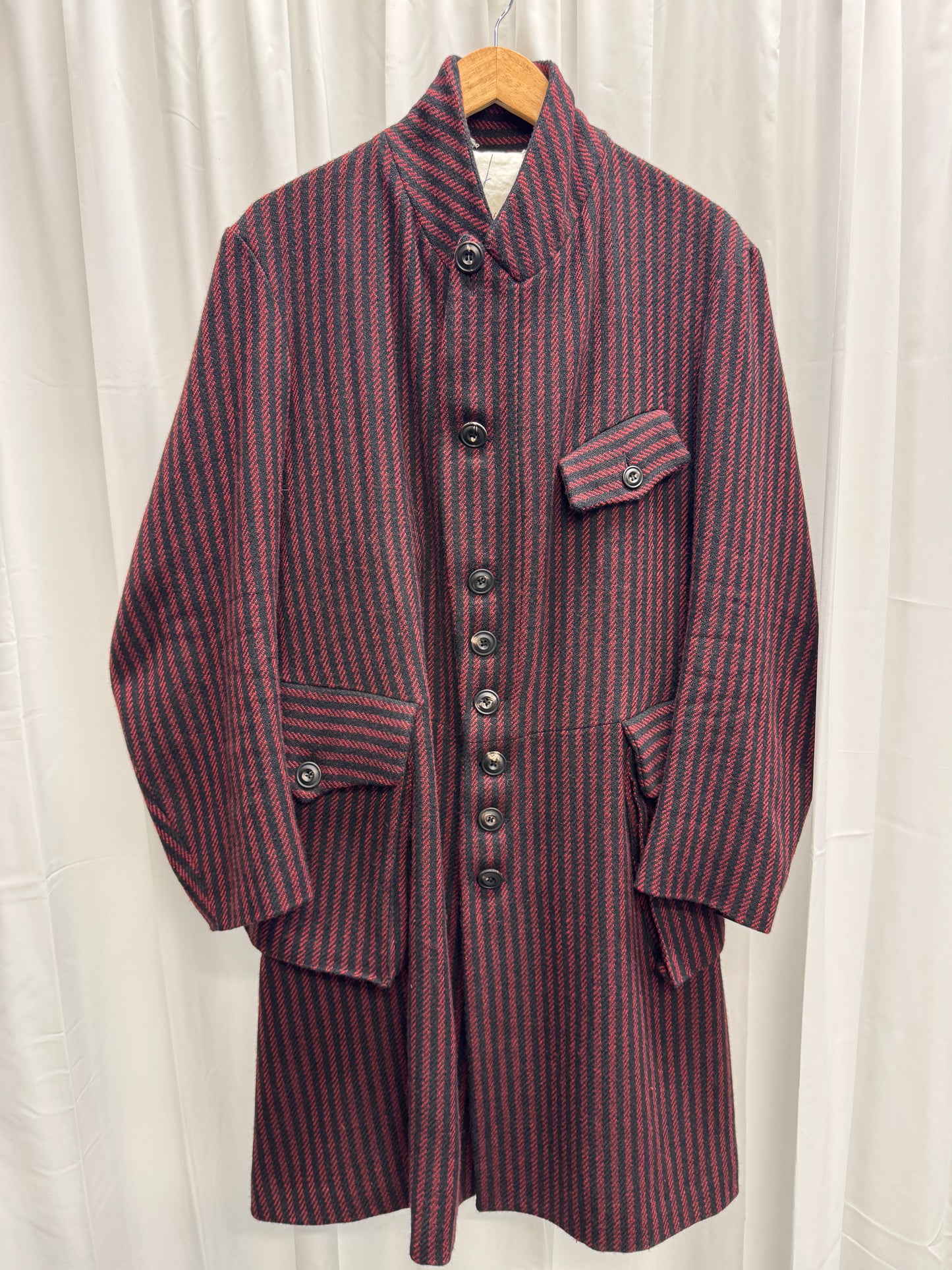 John Alexander Skelton CX AW21 British Wool Striped High Collar Coat