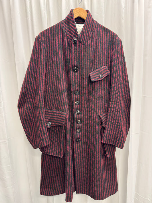 John Alexander Skelton CX AW21 British Wool Striped High Collar Coat