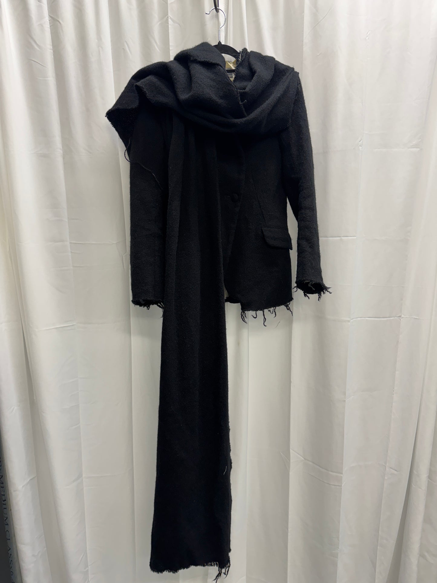 Elena Dawson Raw Wool Scarf Attachment Tailored Blazer