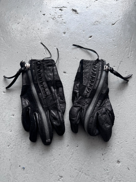 D.Hygen Patchwork Zip Leather Glove