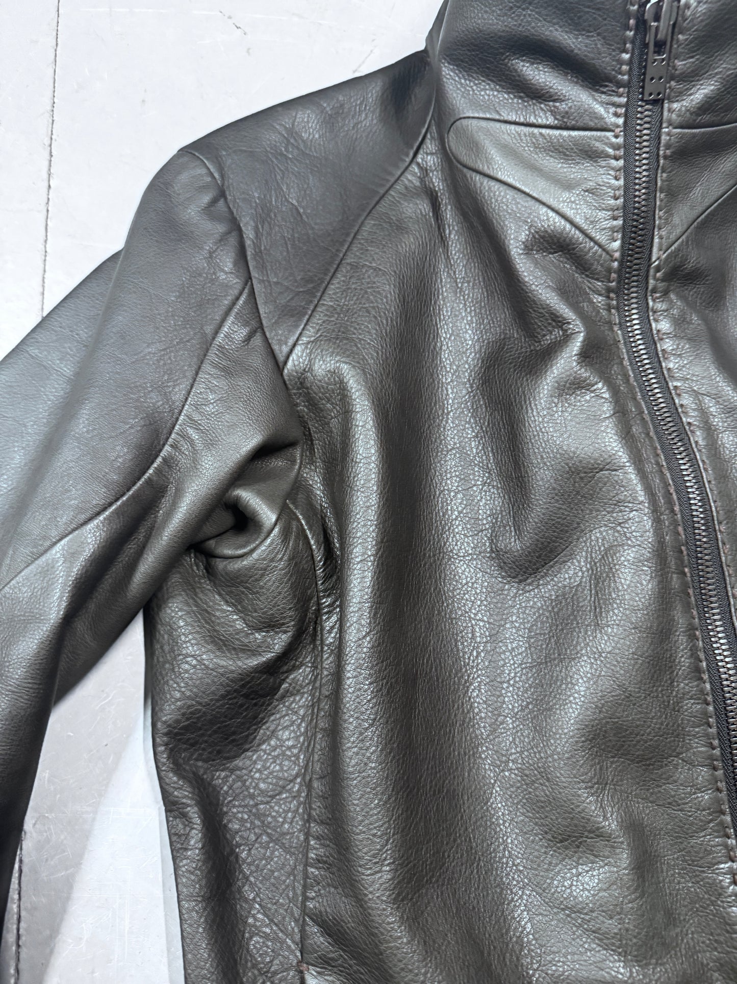 Devoa Layered Textile Anatomical Leather Jacket