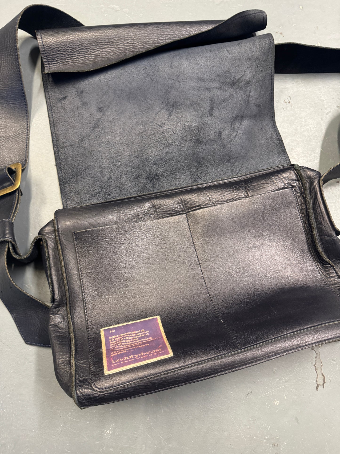 beauty:beast extended flap leather thick strap bag