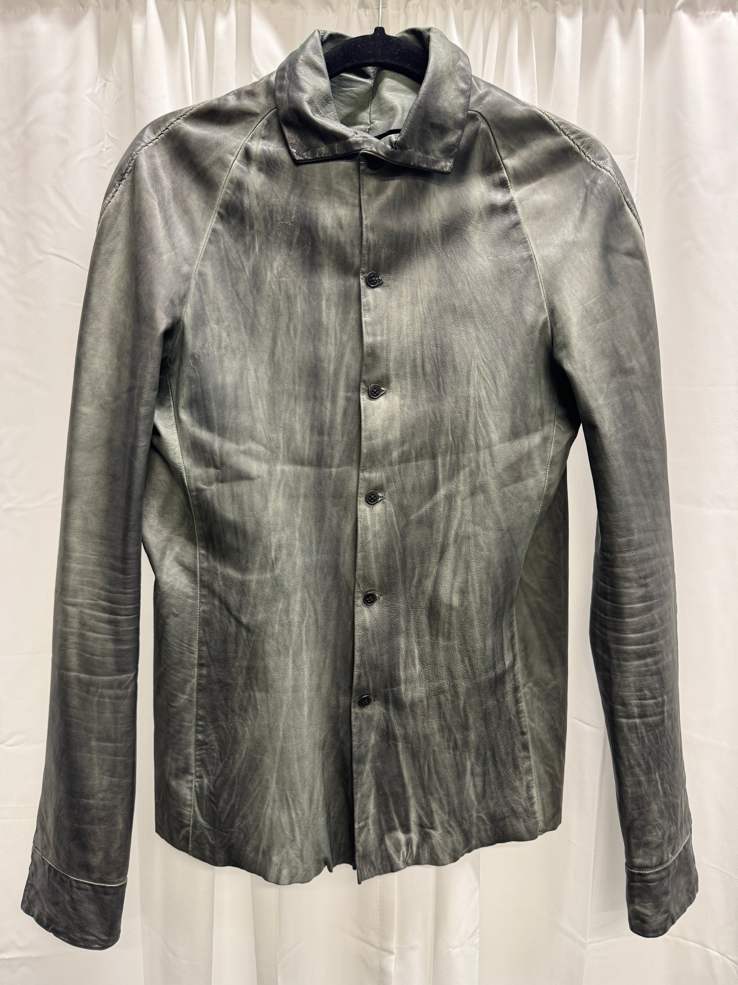 m.a+ anatomical textured calfskin shirt jacket